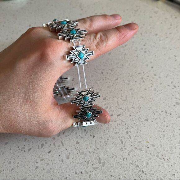 Bohemian Style Fake Turquoise stretchy Bracelet, Vintage - Picture 5 of 10